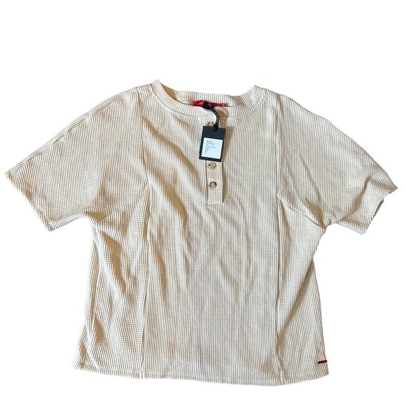 N:Philanthropy Womens Nicolet Henley Shirt, Beige - Picture 1 of 5